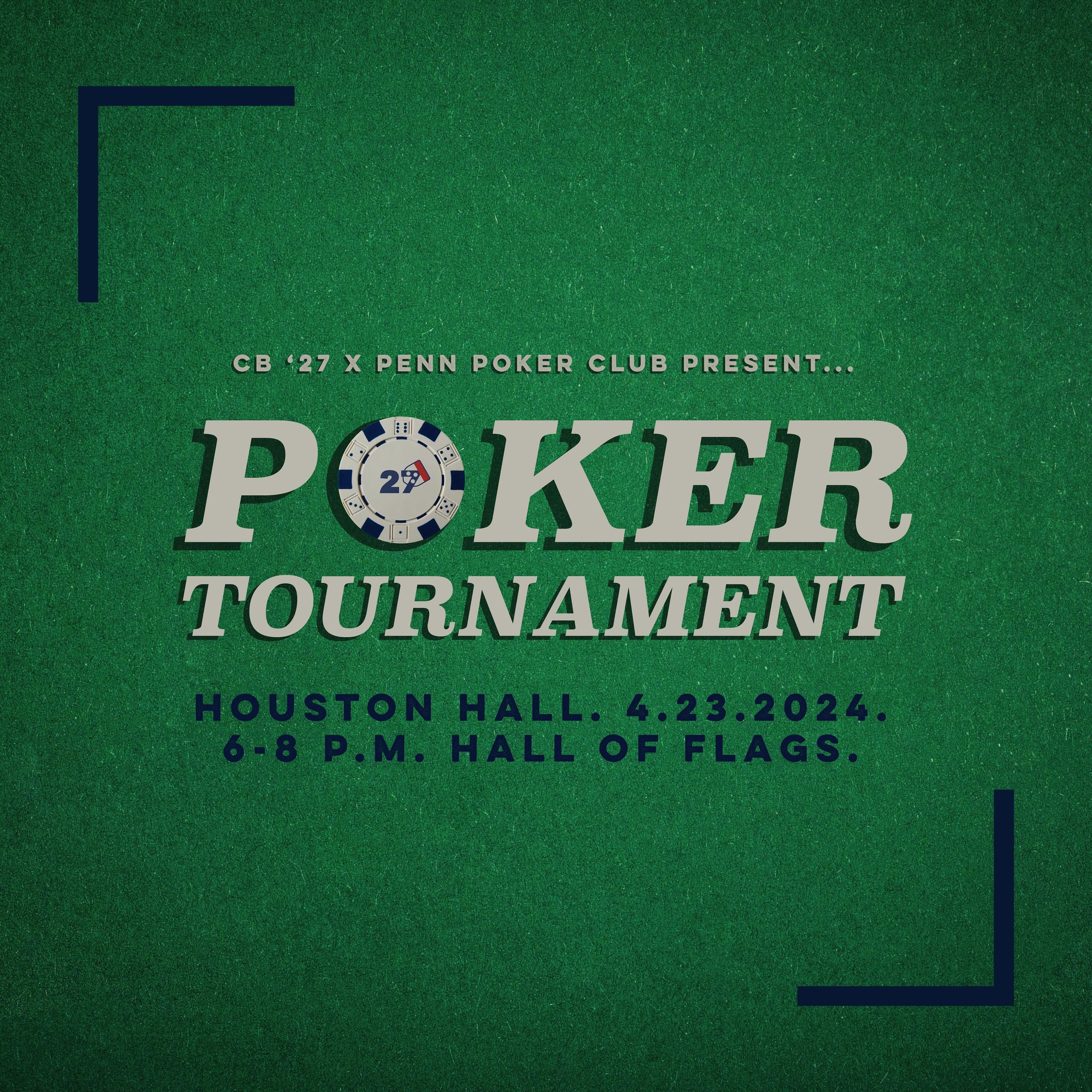 &spades;️ &hearts;️ POKER TOURNAMENT &diams;️&clubs;️

Reminder for those of you who have registered to go all in with us tonight, April 23rd, from 6 - 8 p.m. at the Hall of Flags. Compete with ZERO stakes for the chance to win prizes such as JBL spe