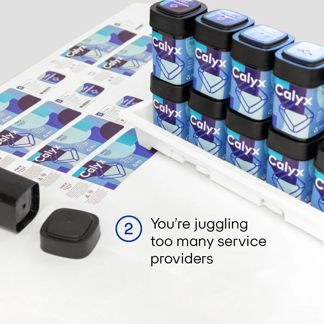You're juggling too many service providers text with stacks of Calyx containers.