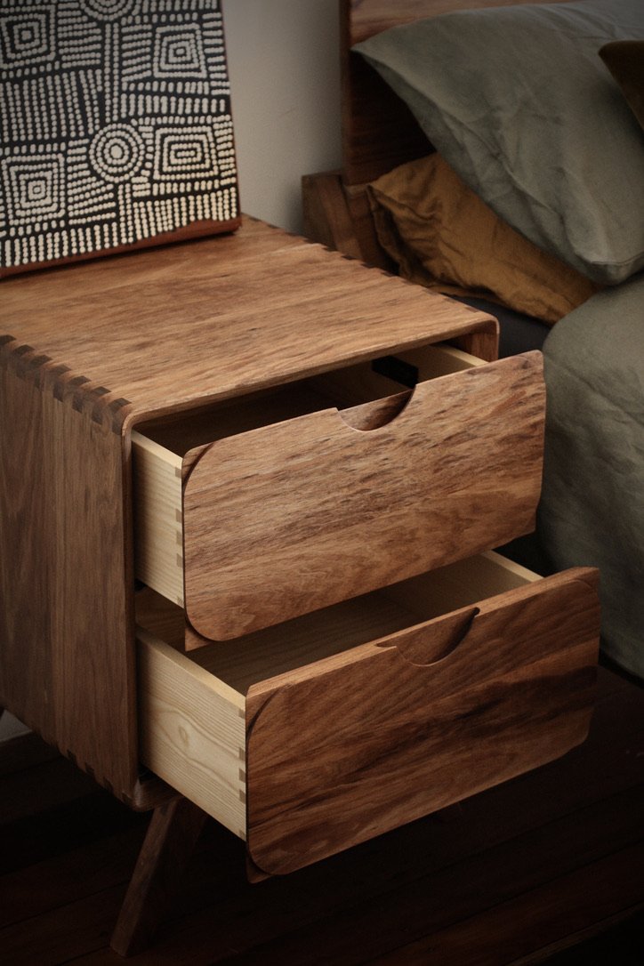 mm round bedside table- made by Leaf Furniture