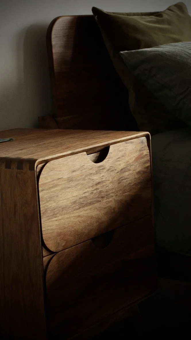 mm round bedside table- made by Leaf Furniture