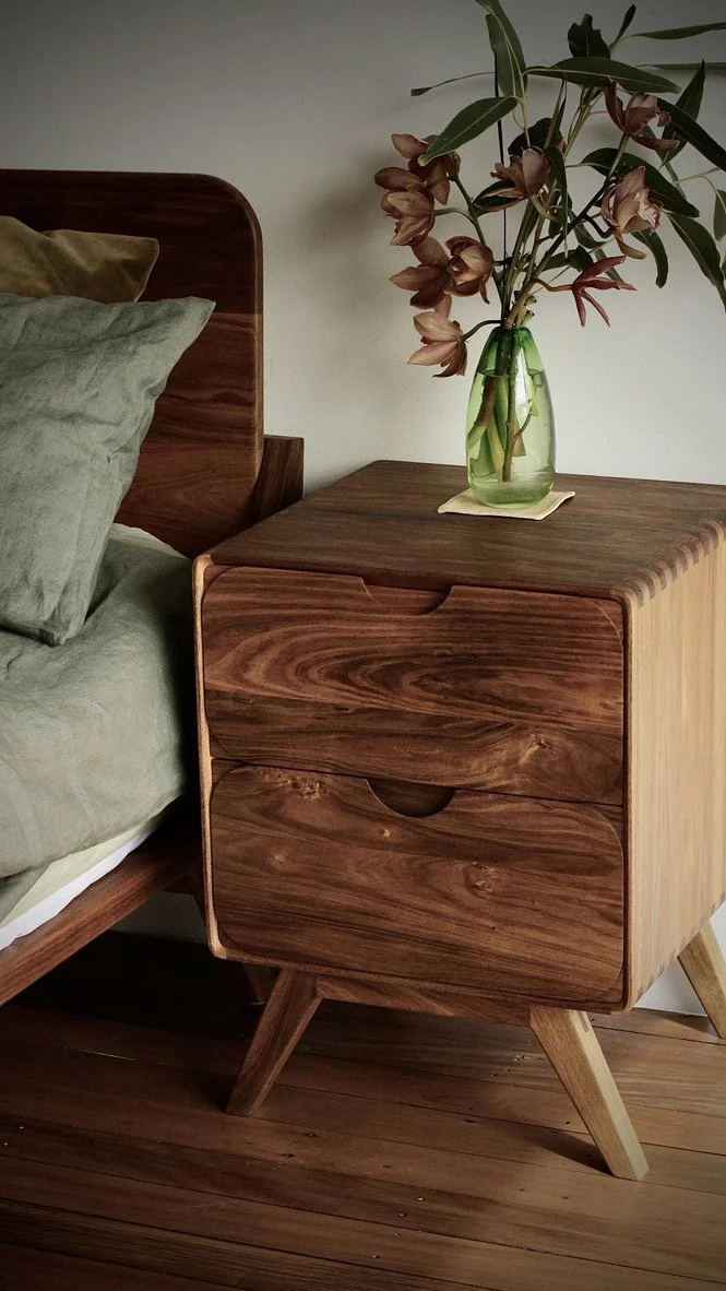mm round bedside table- made by Leaf Furniture
