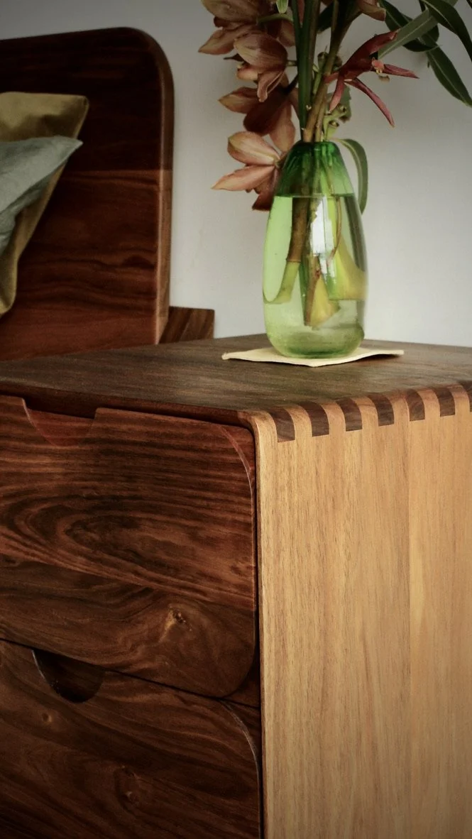 mm round bedside table- made by Leaf Furniture