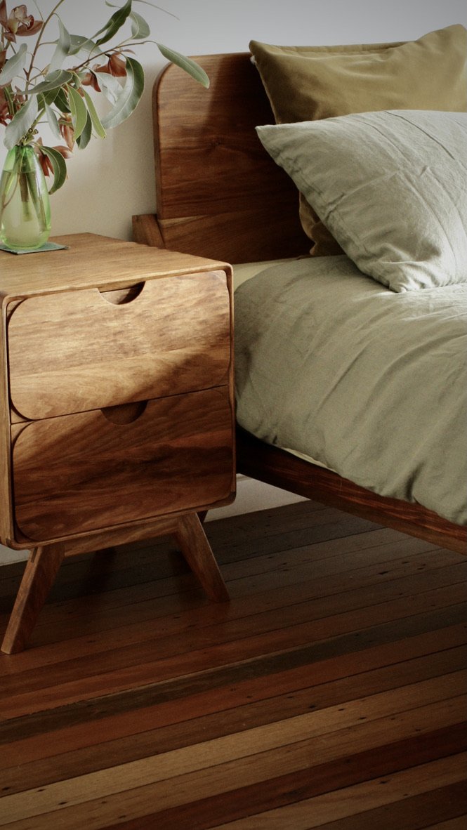 mm round bedside table- made by Leaf Furniture