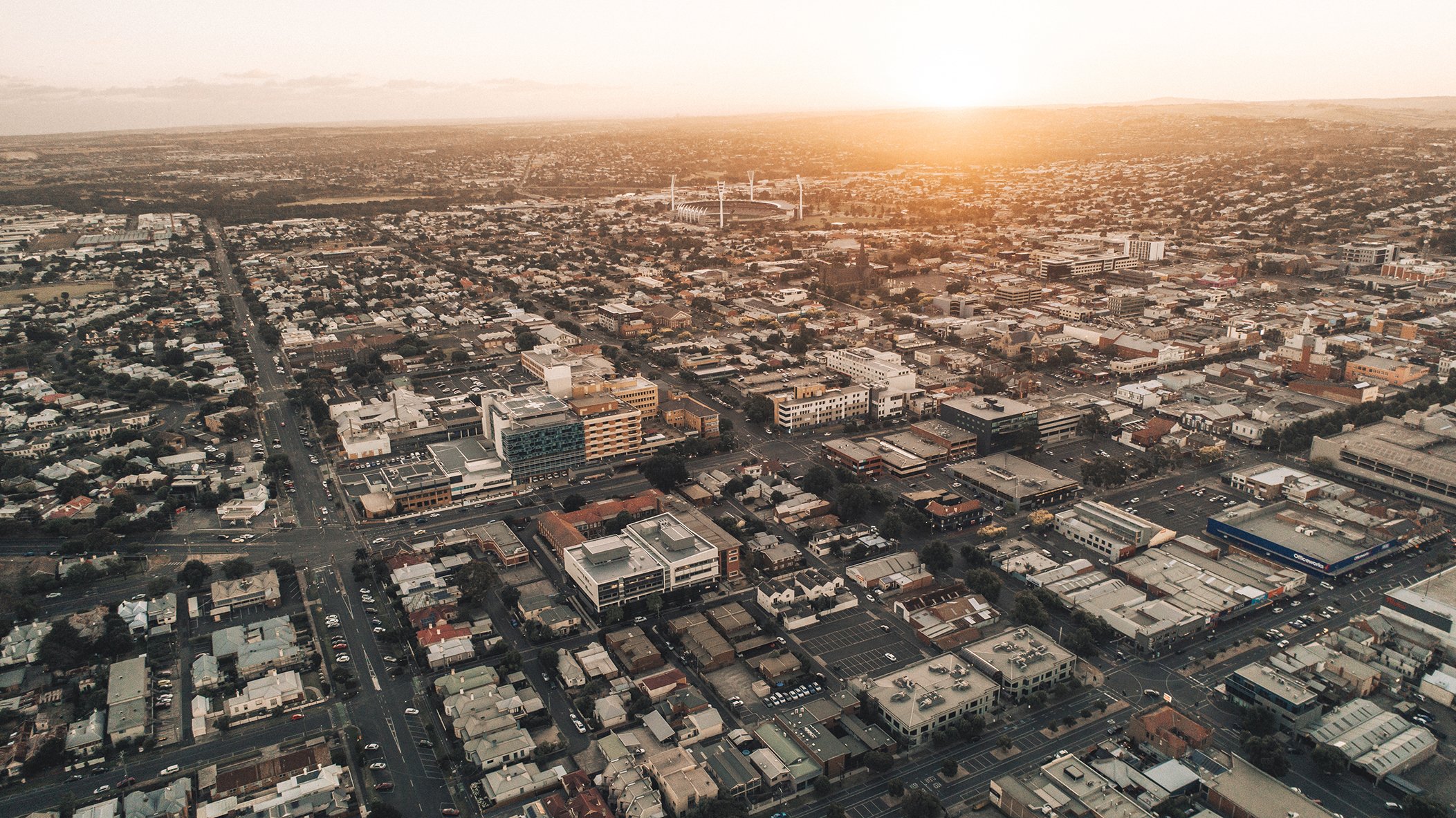 Panoramic view of Geelong from the air