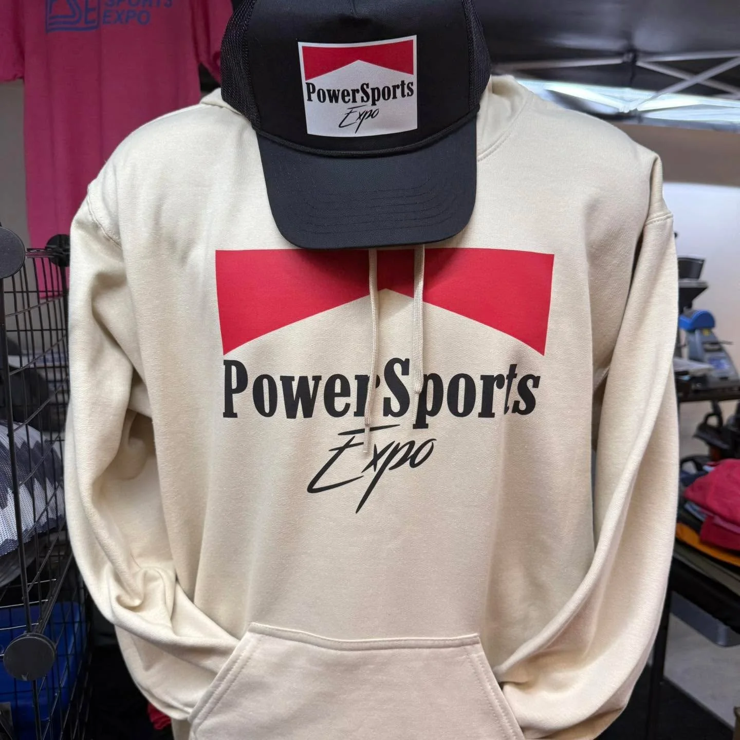 Last day of the Power Sports Expo! We will be open all day long at the historic Hatbox Event Park. We still have all the different designs available with a lot of different colors of shirts and hoodies available.