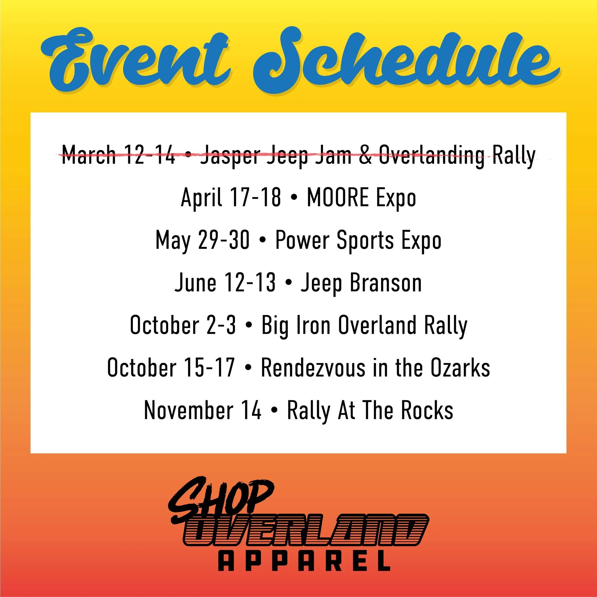 We have a busy year coming up and we aren't done adding events to our schedule! Check out when and where we will be this year. Be sure to stop by our booth if you are attending any of these events.