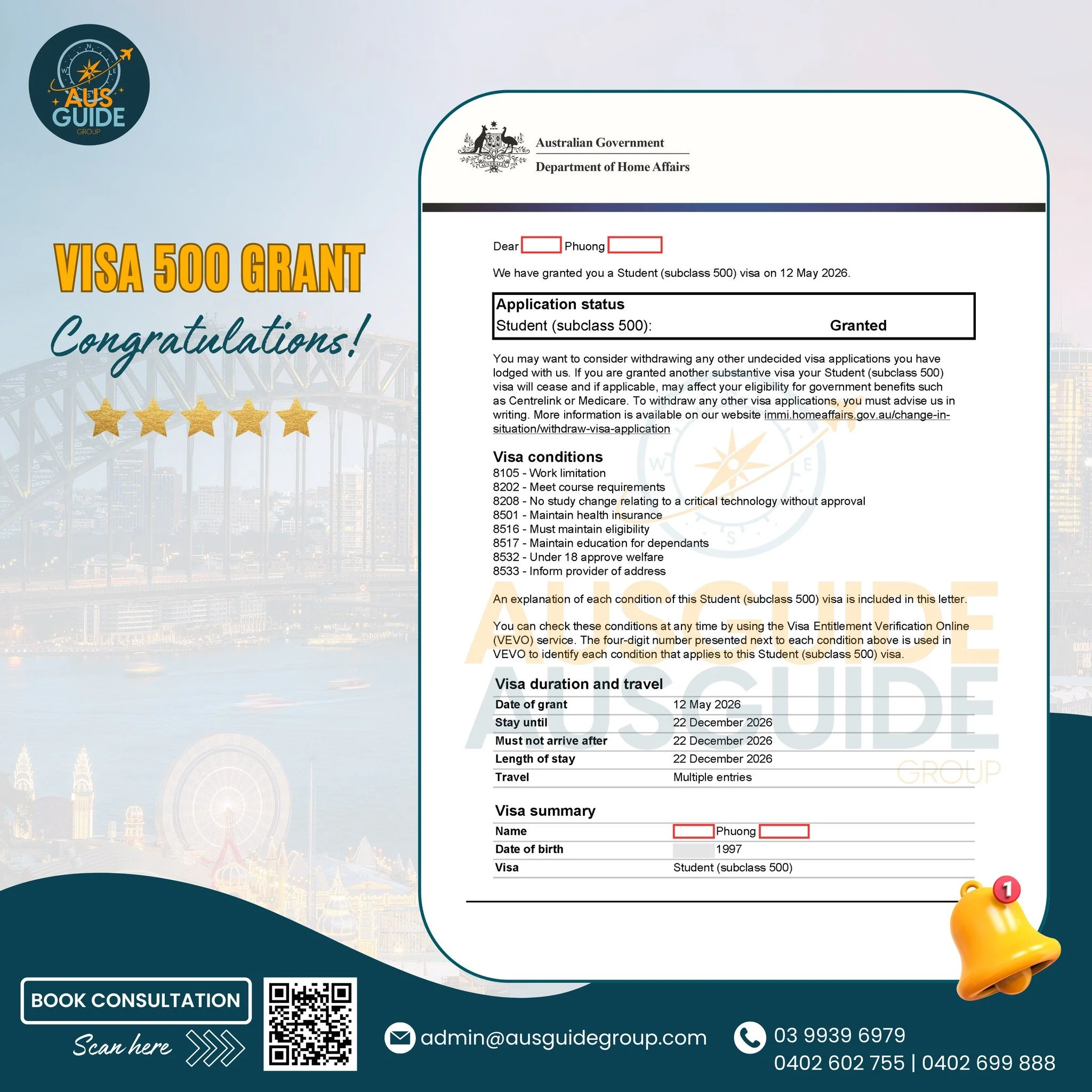 KEEPING THE STUDY JOURNEY ON TRACK – VISA 500 SUCCESS