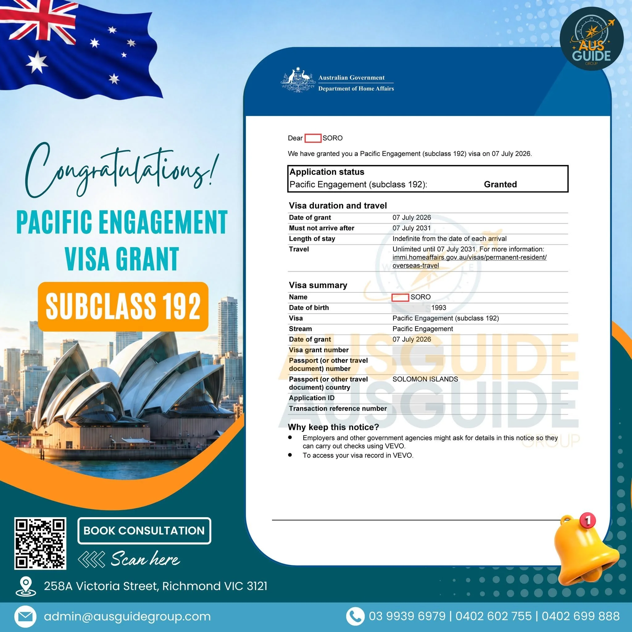 A NEW CHAPTER BEGINS – PACIFIC ENGAGEMENT VISA GRANTED  