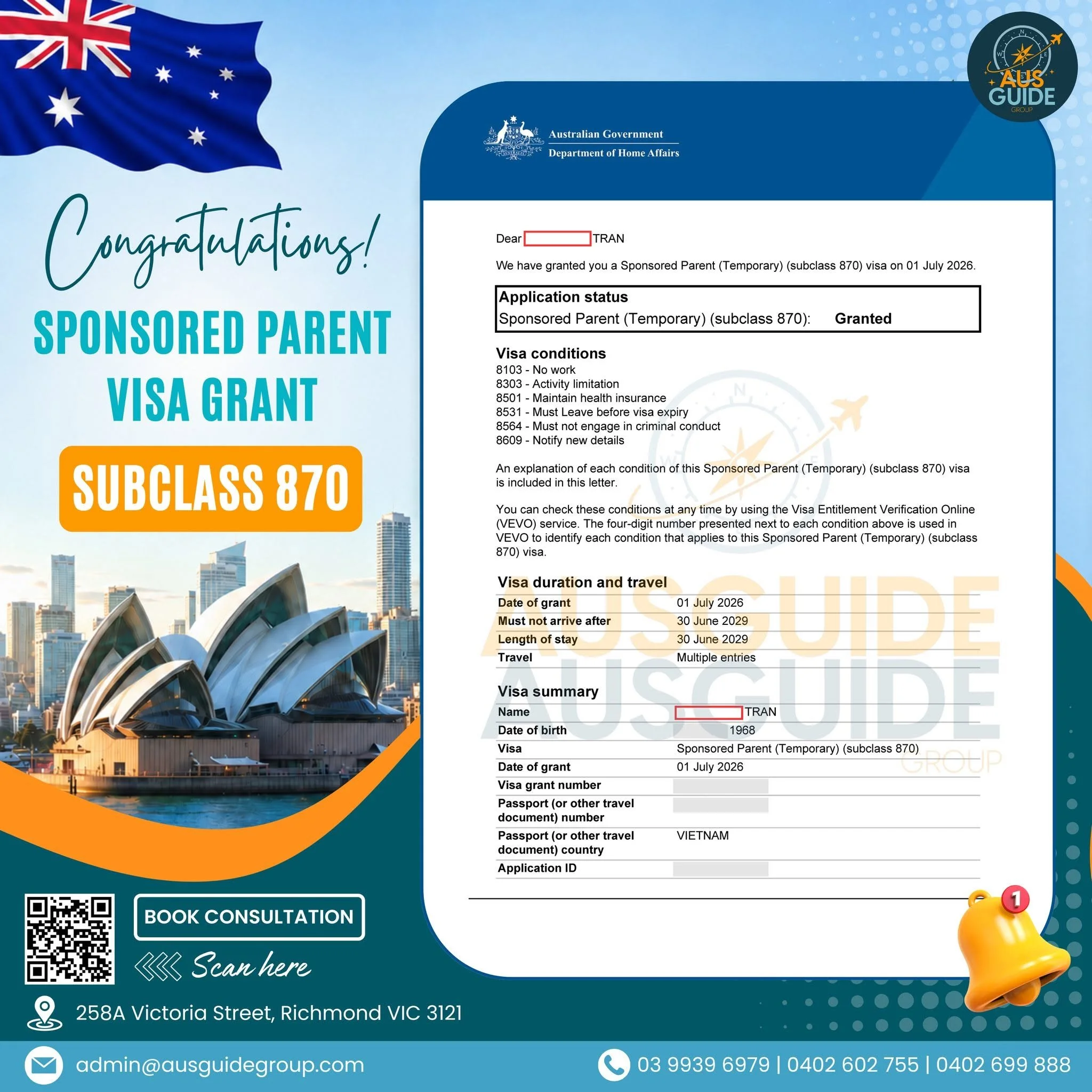 SHARING MORE MOMENTS TOGETHER – SPONSORED PARENT VISA APPROVED 