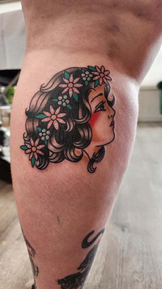 traditional tattoo girl portrait