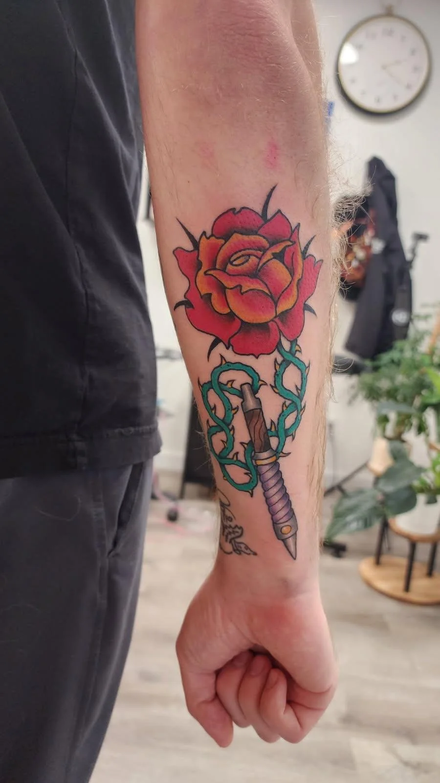 Rose Flail Traditional Tattoo Flash