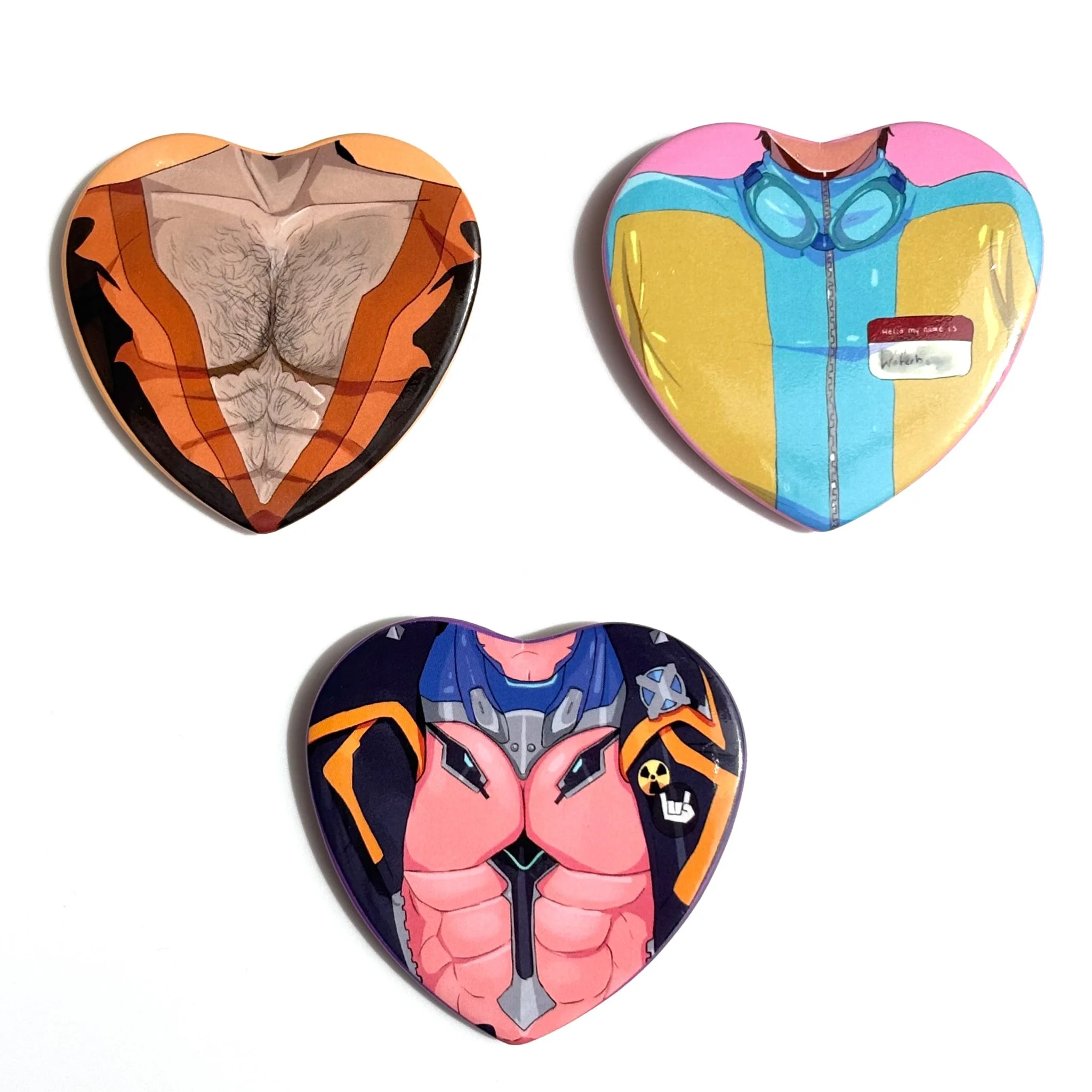 Chest Heart Button Pins