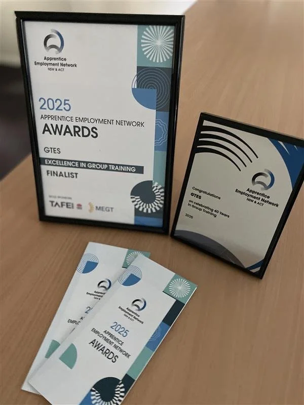 GTES were excited to attend the 2025 Apprentice Employment Network (AEN) NSW & ACT Awards in Sydney last week! π
We were proud to be named one of five finalists in the state for the Excellence in Group Training category - a fantastic recognitio