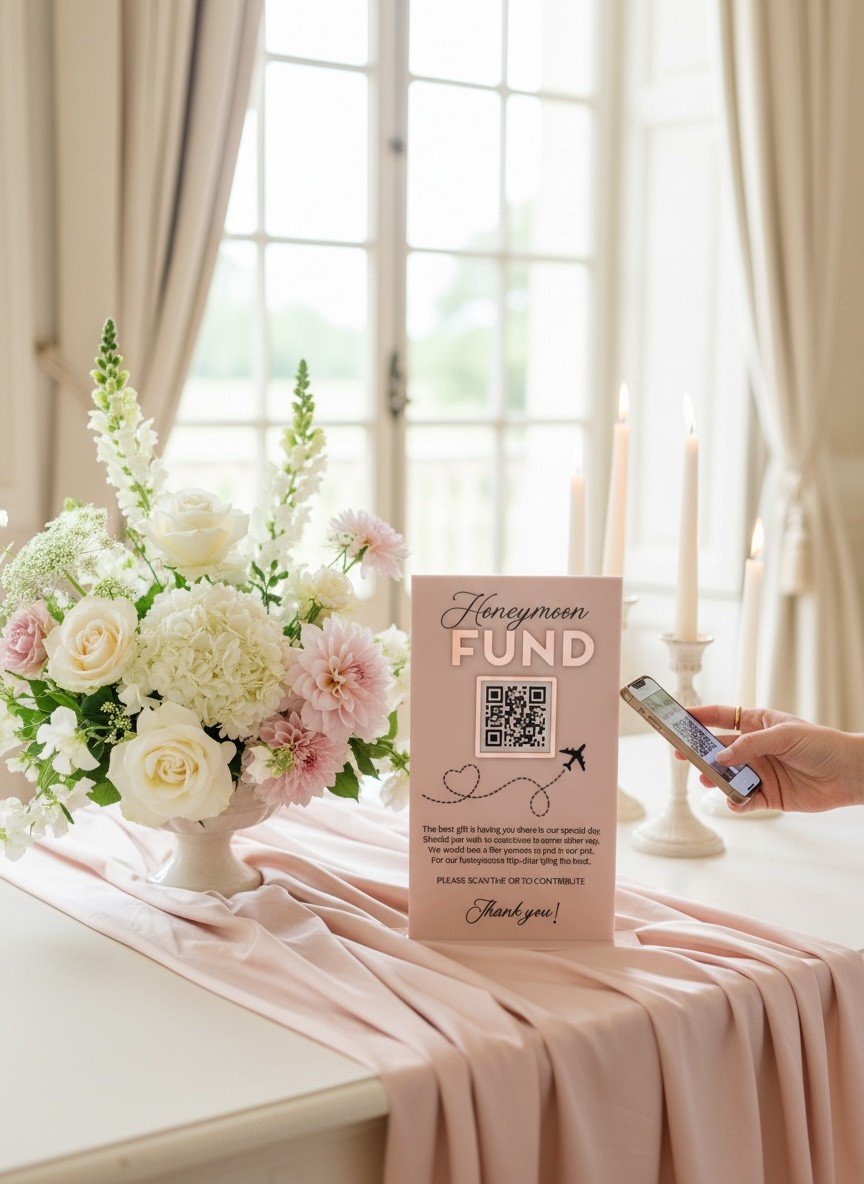 QR Sign, Share the Love, Honeymoon Fund