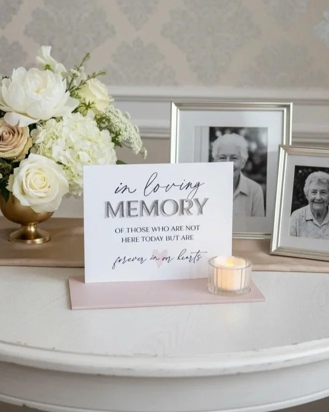 'In Loving Memory' Sign,  with LED Candle + Glass Candle Holder, A5