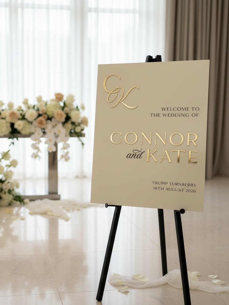 Monogram Acrylic Wedding Welcome Sign -  Rectangle