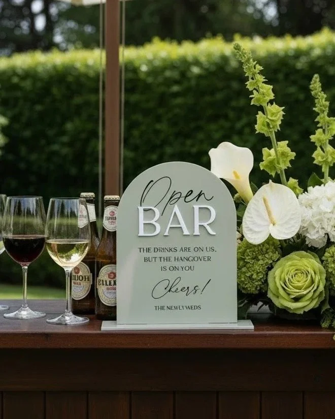 'Open Bar' Sign, Drinks are on us, the hangover is on you! A5