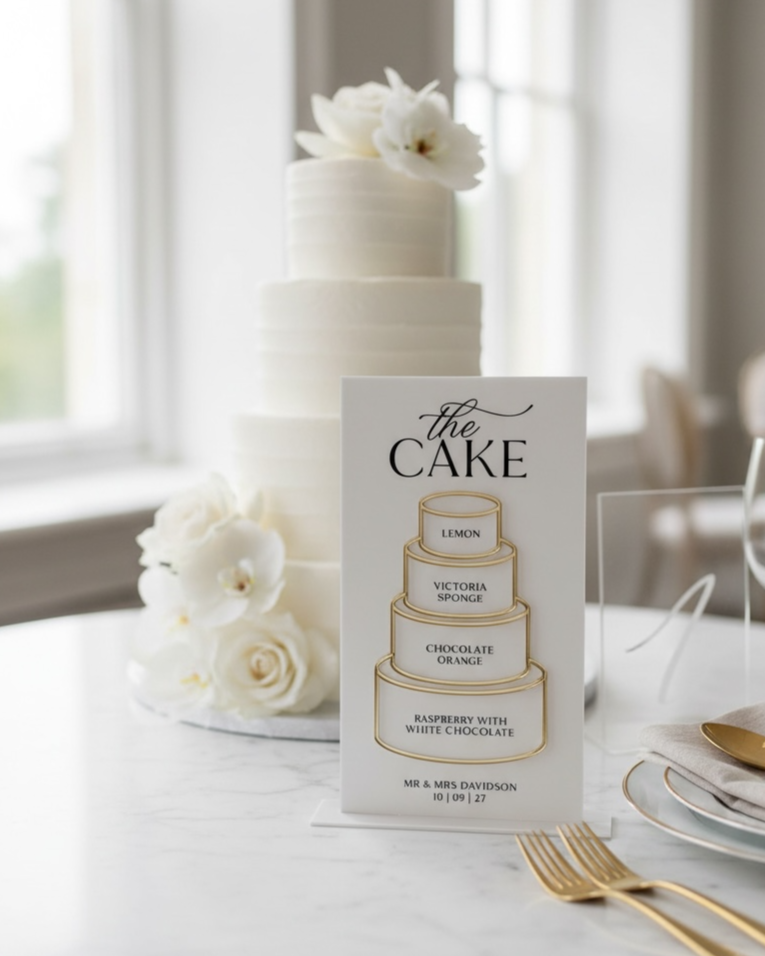 3D 'Cake outline' Cake Flavour Sign