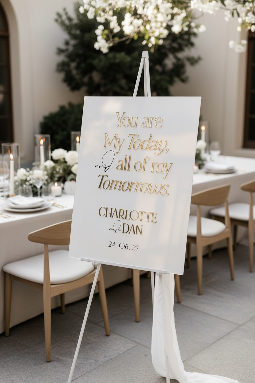 Personalised 'Quote' Acrylic Wedding Welcome Sign - Rectangle