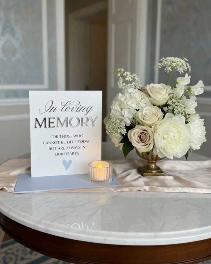 'In Loving Memory' Sign,  with LED Candle + Glass Candle Holder, A5