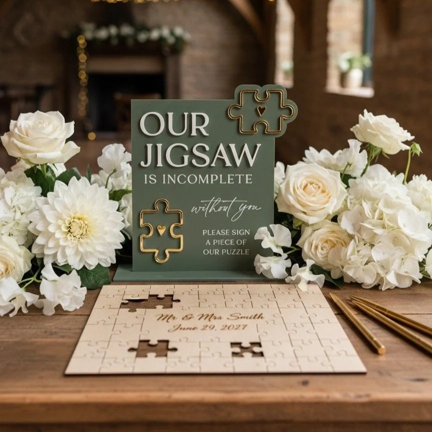Jigsaw Guestbook Directional Sign, A5