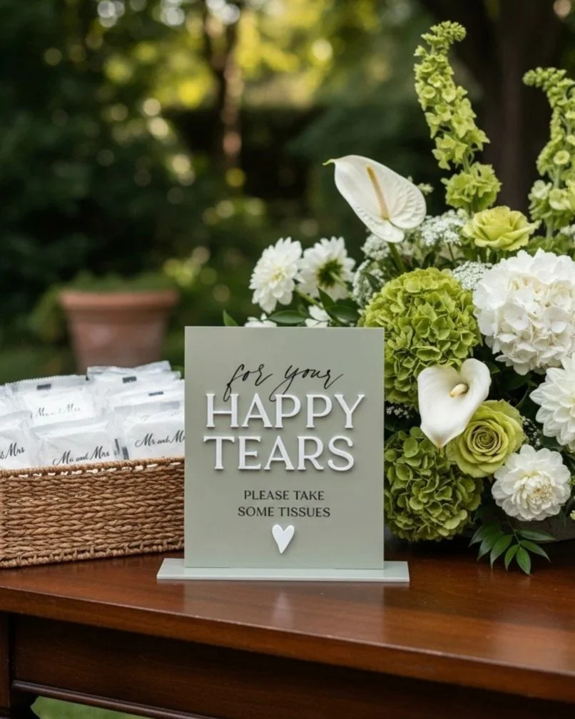 For your 'Happy Tears' Wedding Tissues Sign, Rectangle A5