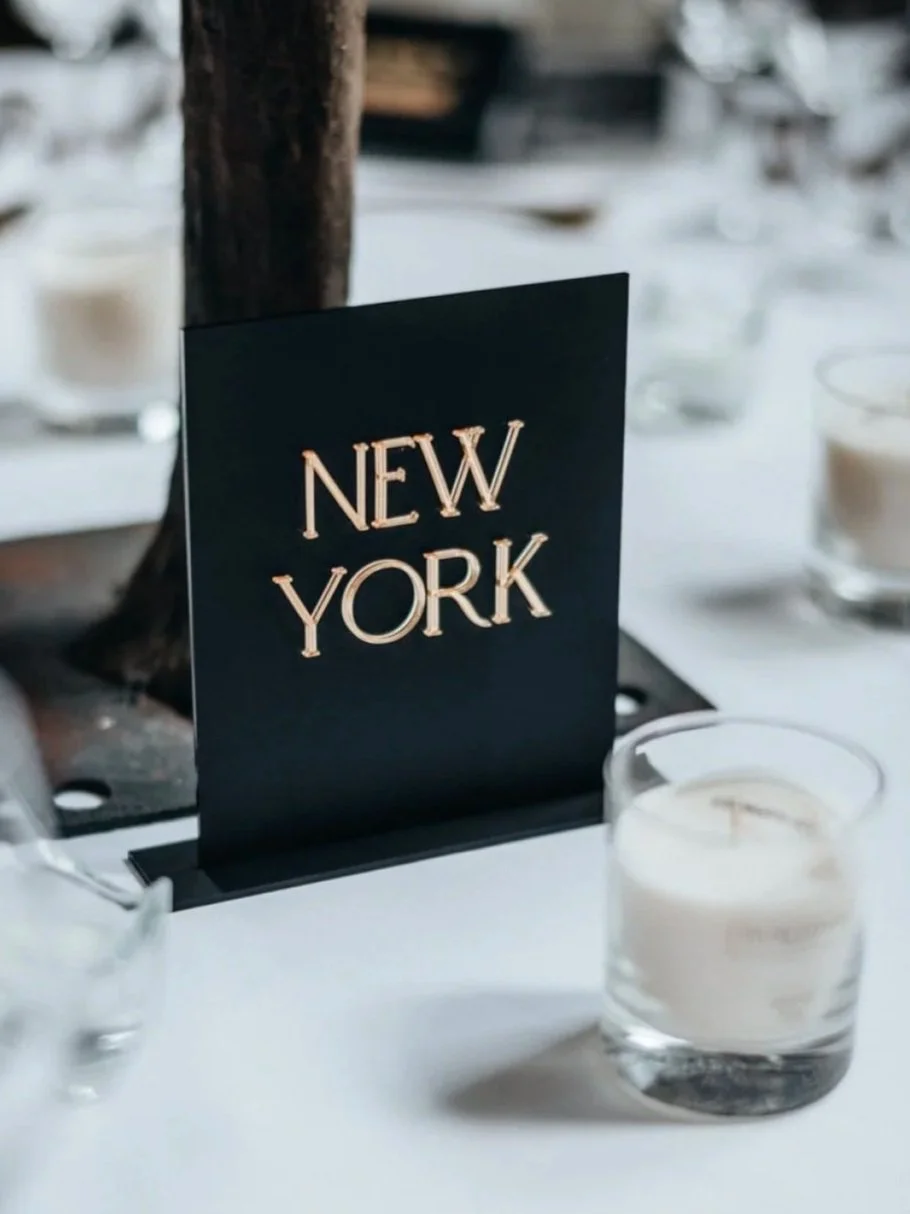 Acrylic Table Numbers ( custom names example - Destinations )