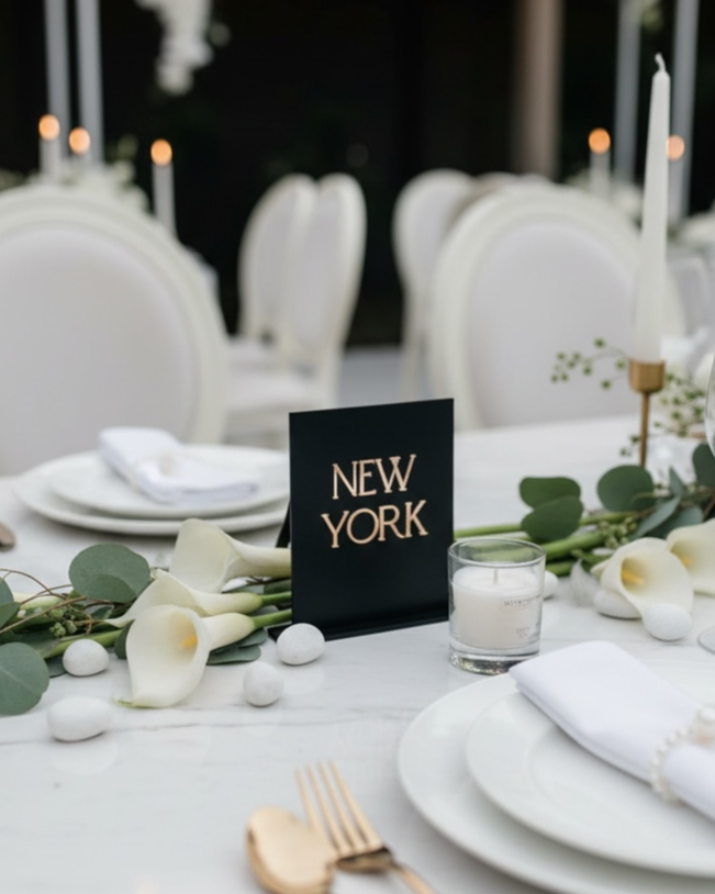 Acrylic Table Numbers ( custom names example - Destinations )