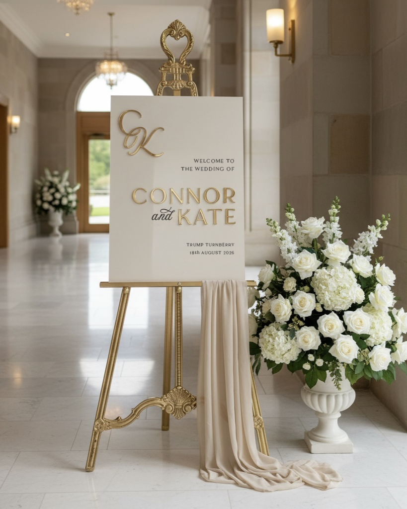 Monogram Acrylic Wedding Welcome Sign -  Rectangle