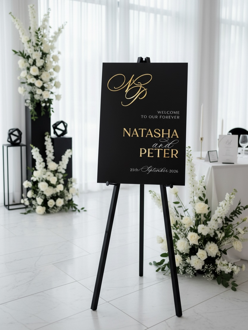 'Monogram' Acrylic Wedding Welcome Sign -  Rectangle