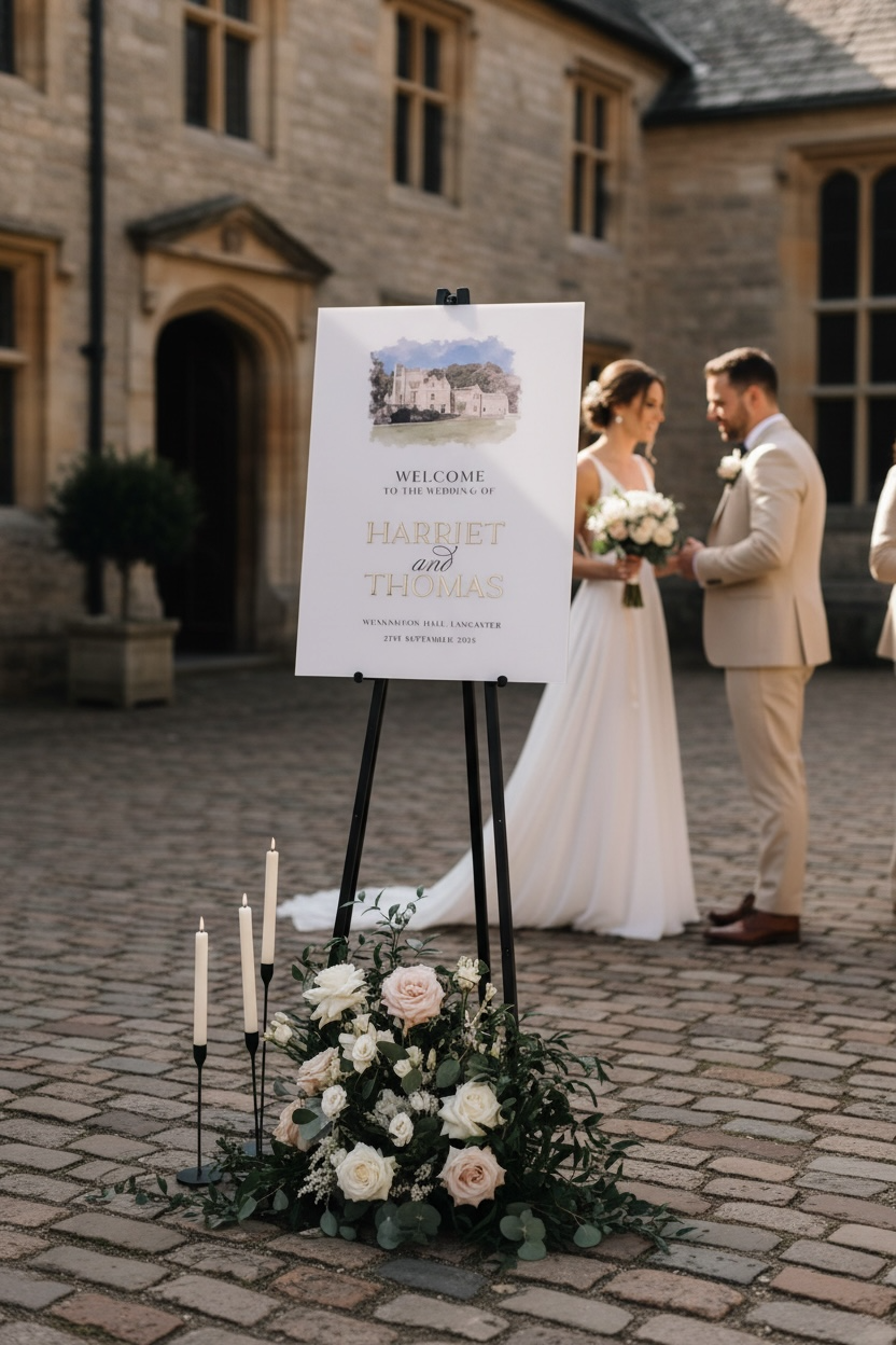 Wedding 'Watercolour Venue' Wedding Welcome Sign -  Rectangle