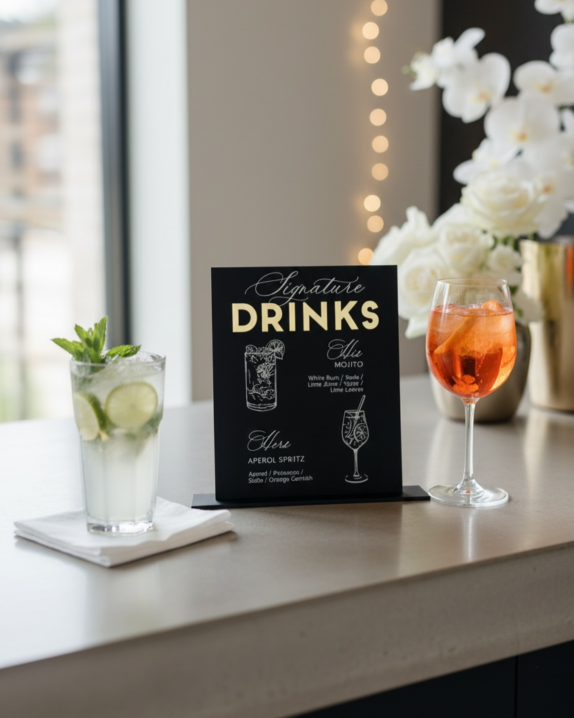 NEW 'mini' A5 custom bar sign - Outline art drinks