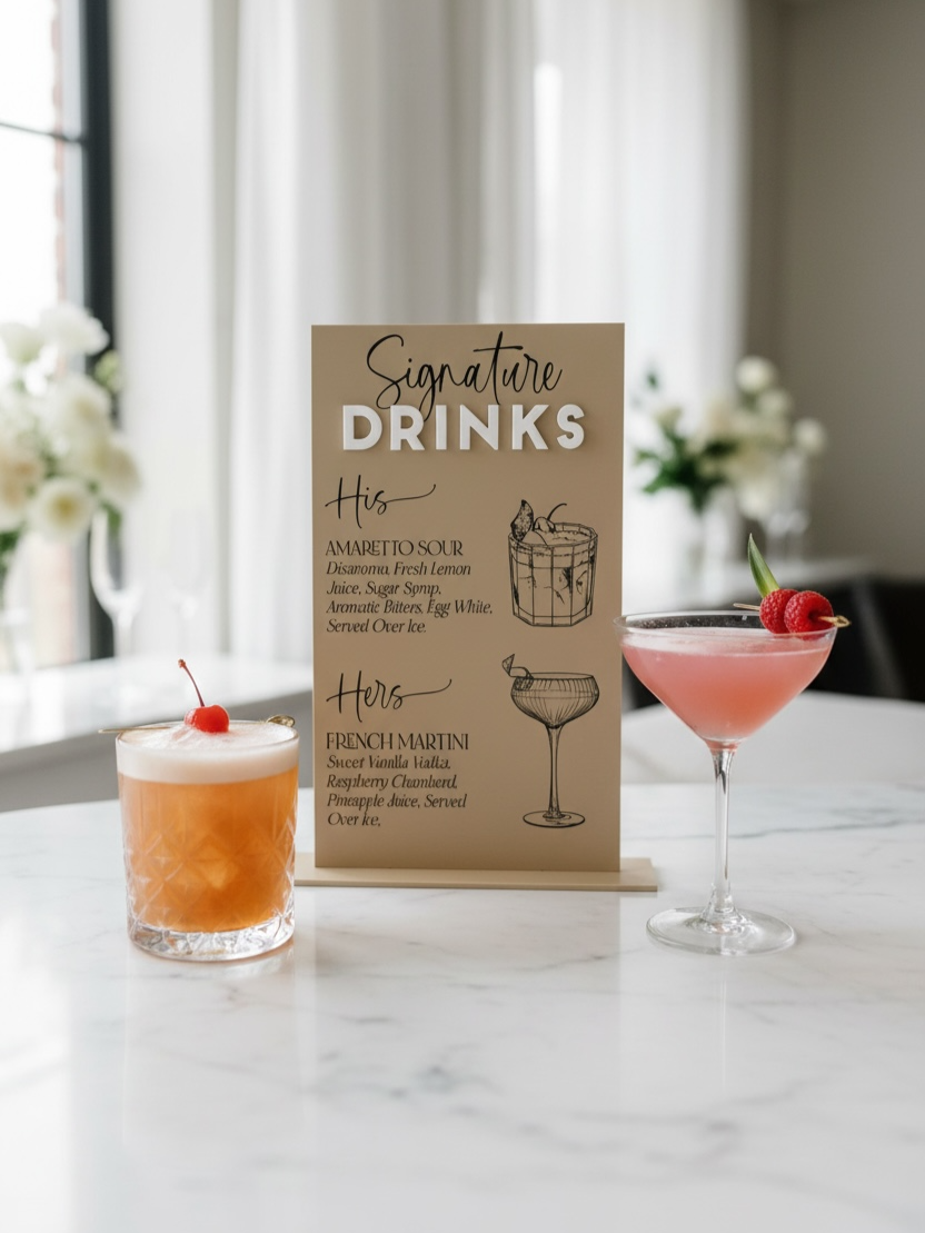 A4 Custom Bar Sign - outline art drinks