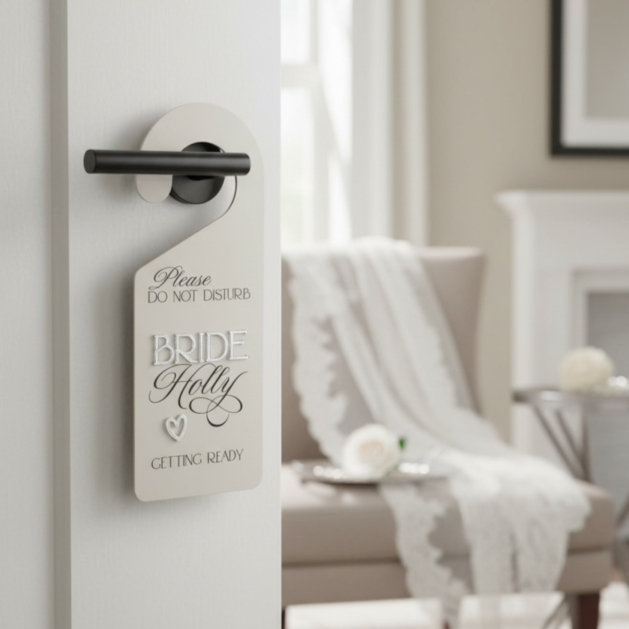 Door Hanger, Bridal Door Hanger, Preparing to be