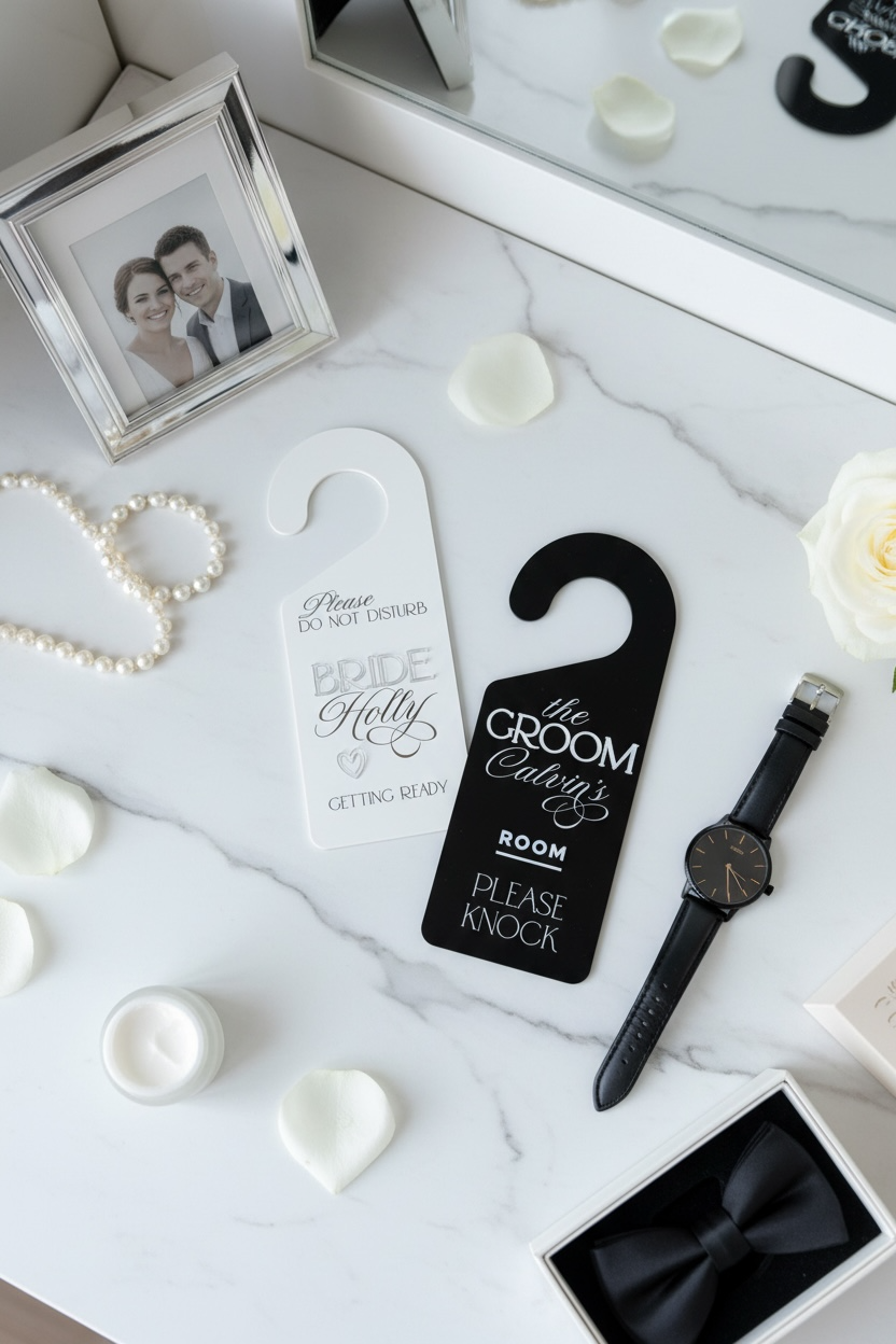 'His & Hers' Duo Bundle, Door Hanger, Bridal Door Hanger, Preparing to be