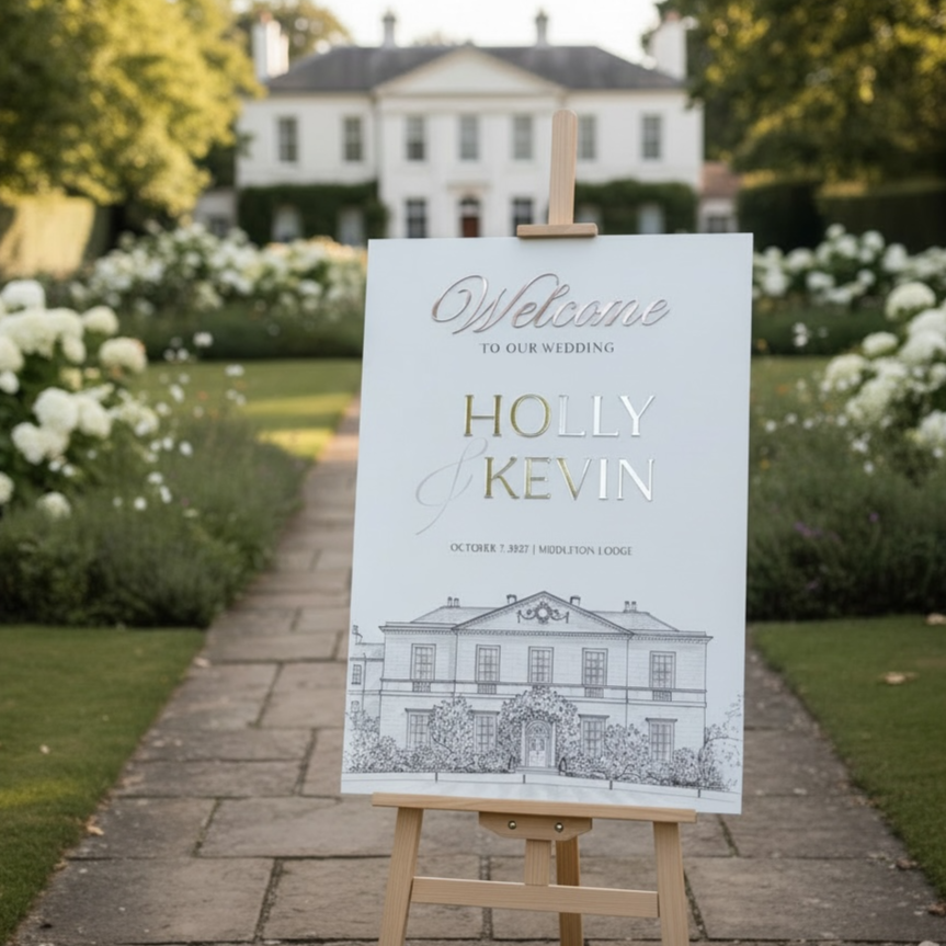 Wedding 'Sketch Venue' Welcome Sign