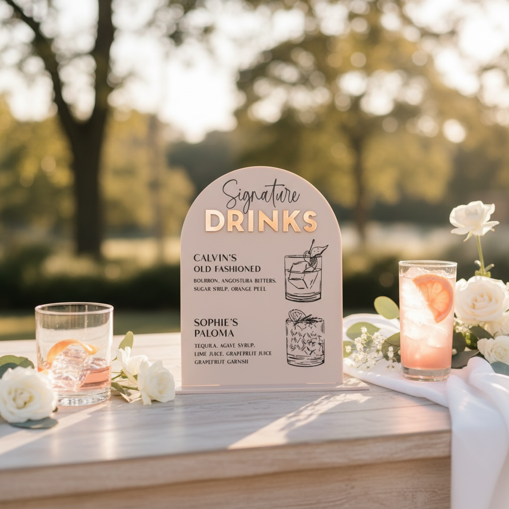 NEW 'mini' A5 custom bar sign - Outline art drinks