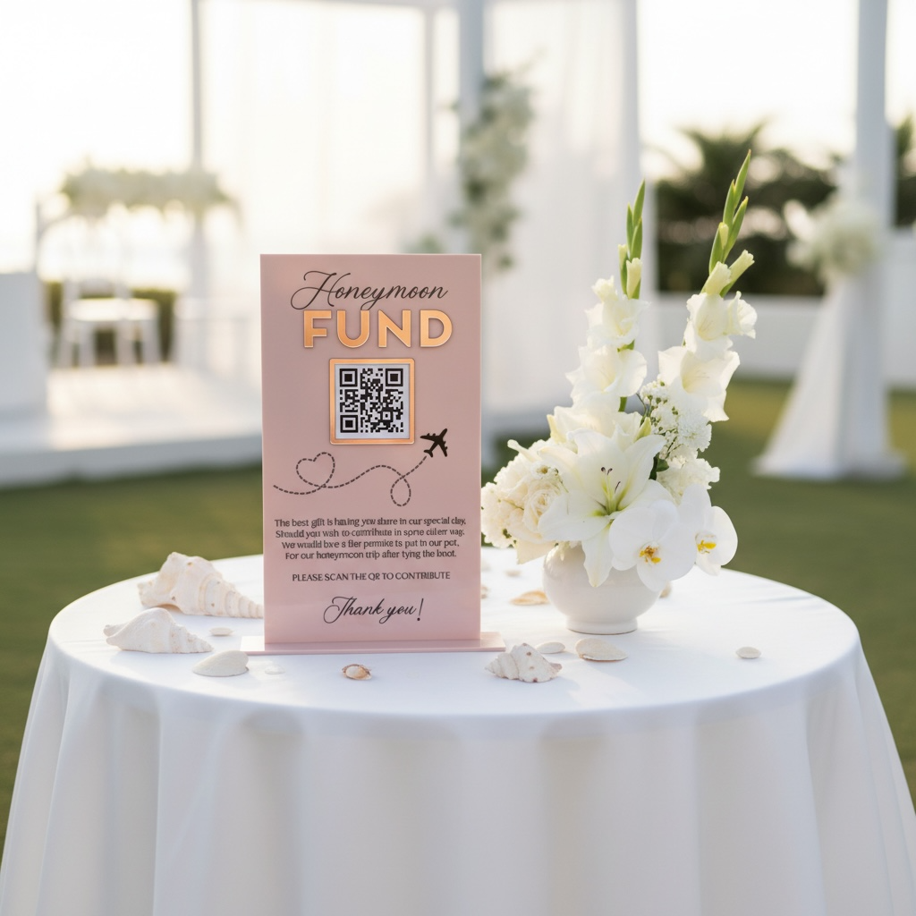 QR Sign, Share the Love, Honeymoon Fund