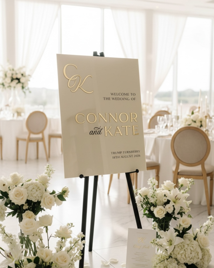 Monogram Acrylic Wedding Welcome Sign -  Rectangle