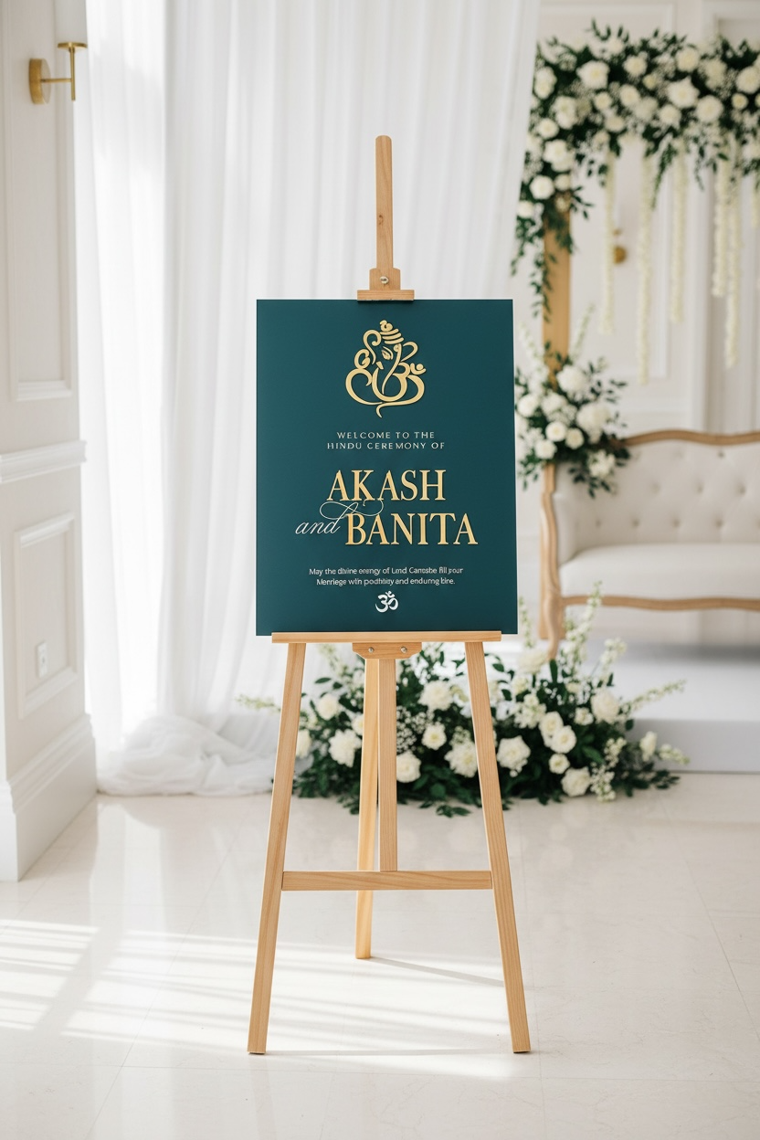 Hindu Wedding Welcome Sign - Rectangle