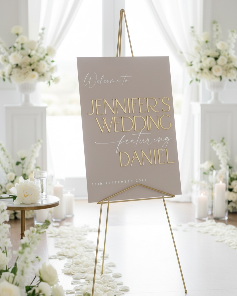 'Featuring' Acrylic Wedding Welcome Sign - Rectangle