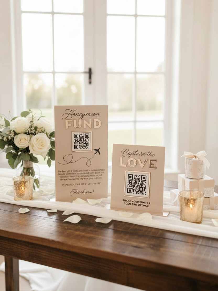 QR Sign, Share the Love, Honeymoon Fund