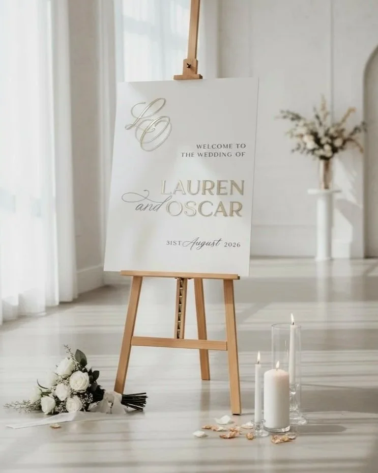 'Monogram' Acrylic Wedding Welcome Sign -  Rectangle