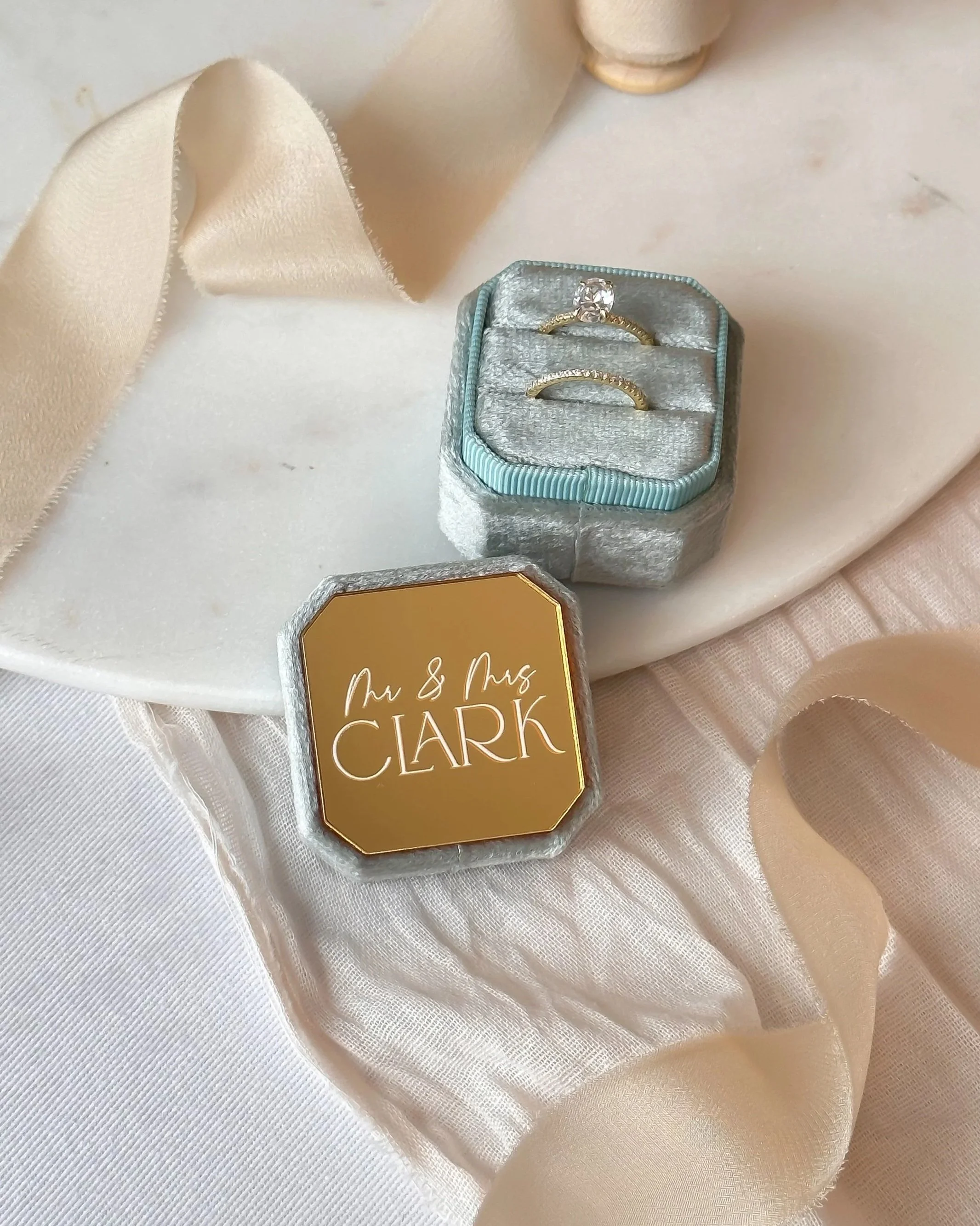 Acrylic Top Octagonal Velvet Ring Box ( 2 slots only )