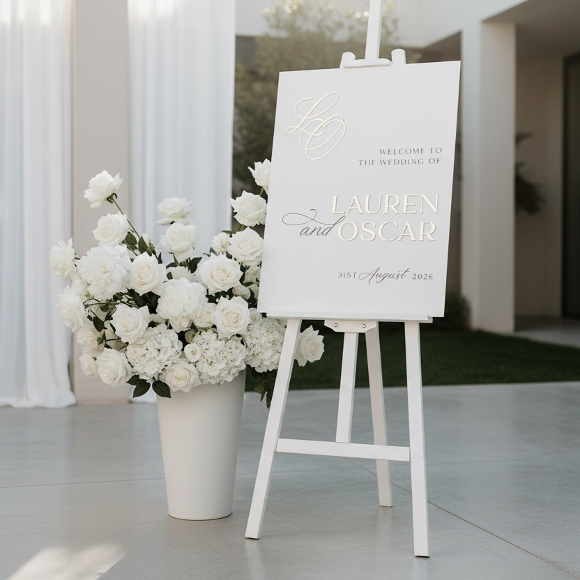 'Monogram' Acrylic Wedding Welcome Sign -  Rectangle