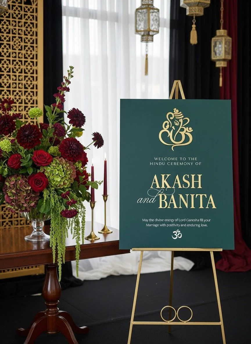 Hindu Wedding Welcome Sign - Rectangle