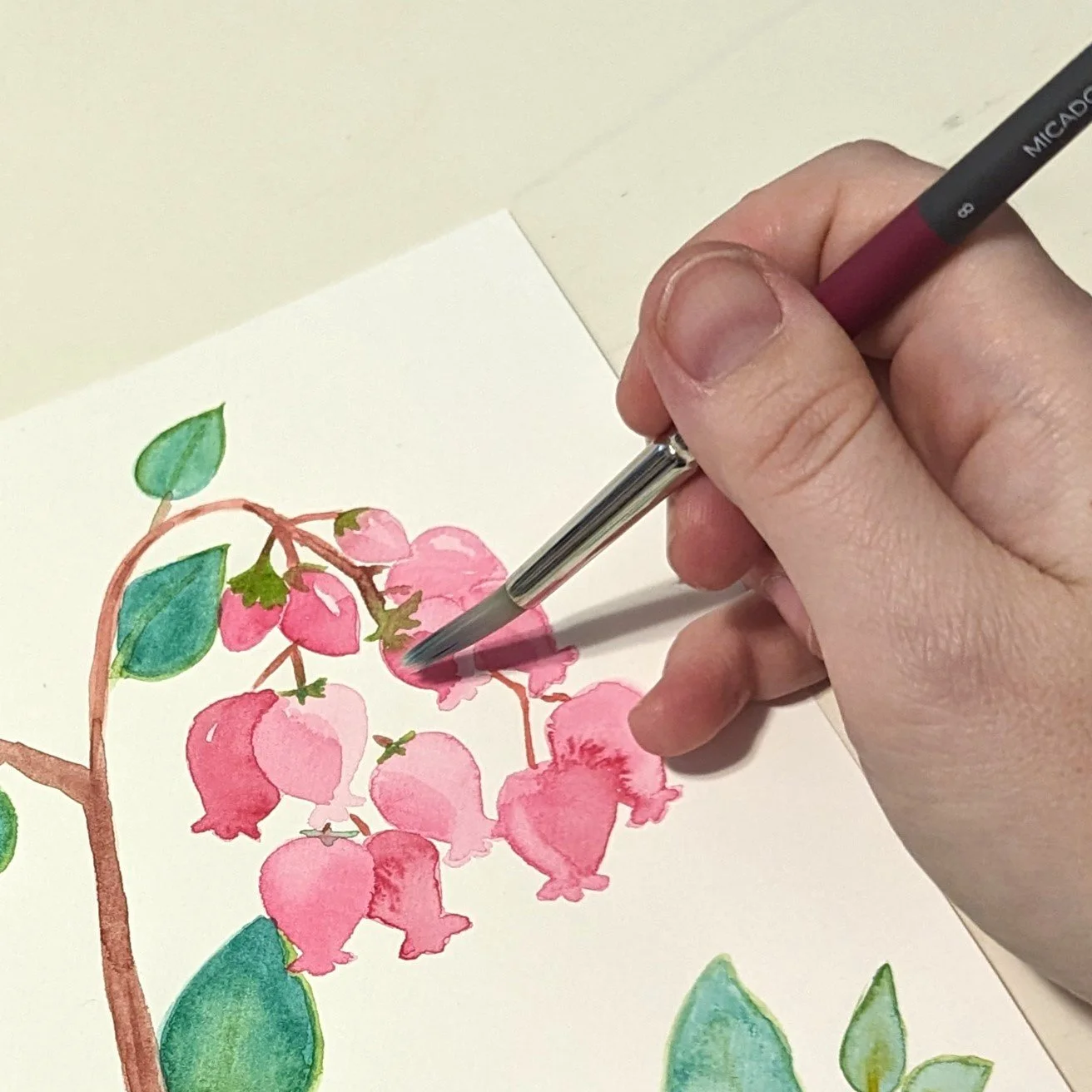 Painting pink flowers