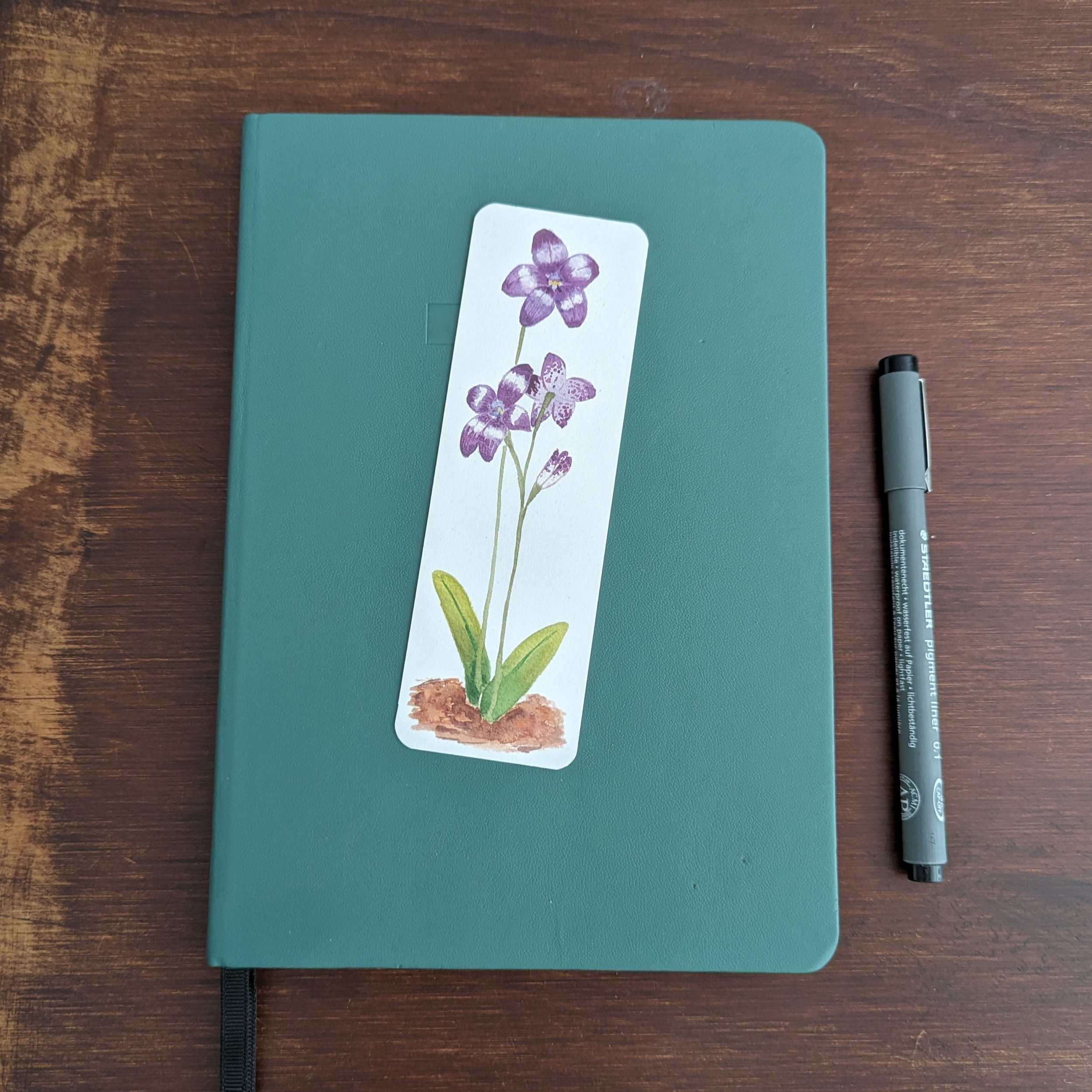 Purple Enamel Orchid Bookmark