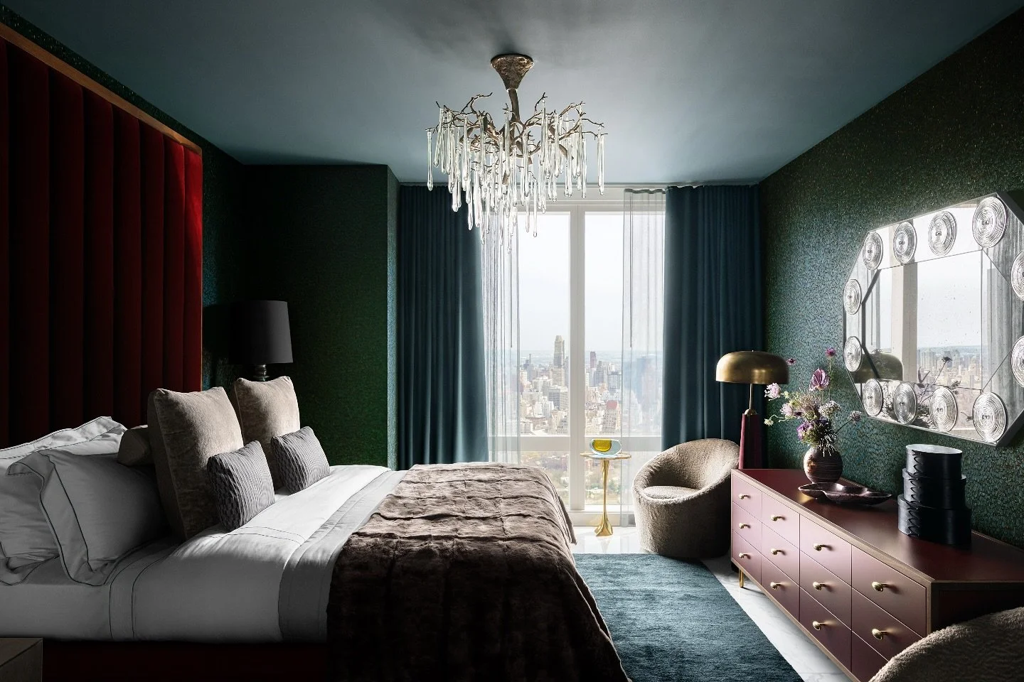 This beautiful dreamy bedroom wrapped in real iridescent feather wall covering featuring in @elledecor ! It is a full circle moment when in 2005, when I was first started my career. I told myself that one day, I would hope for my project to be featur