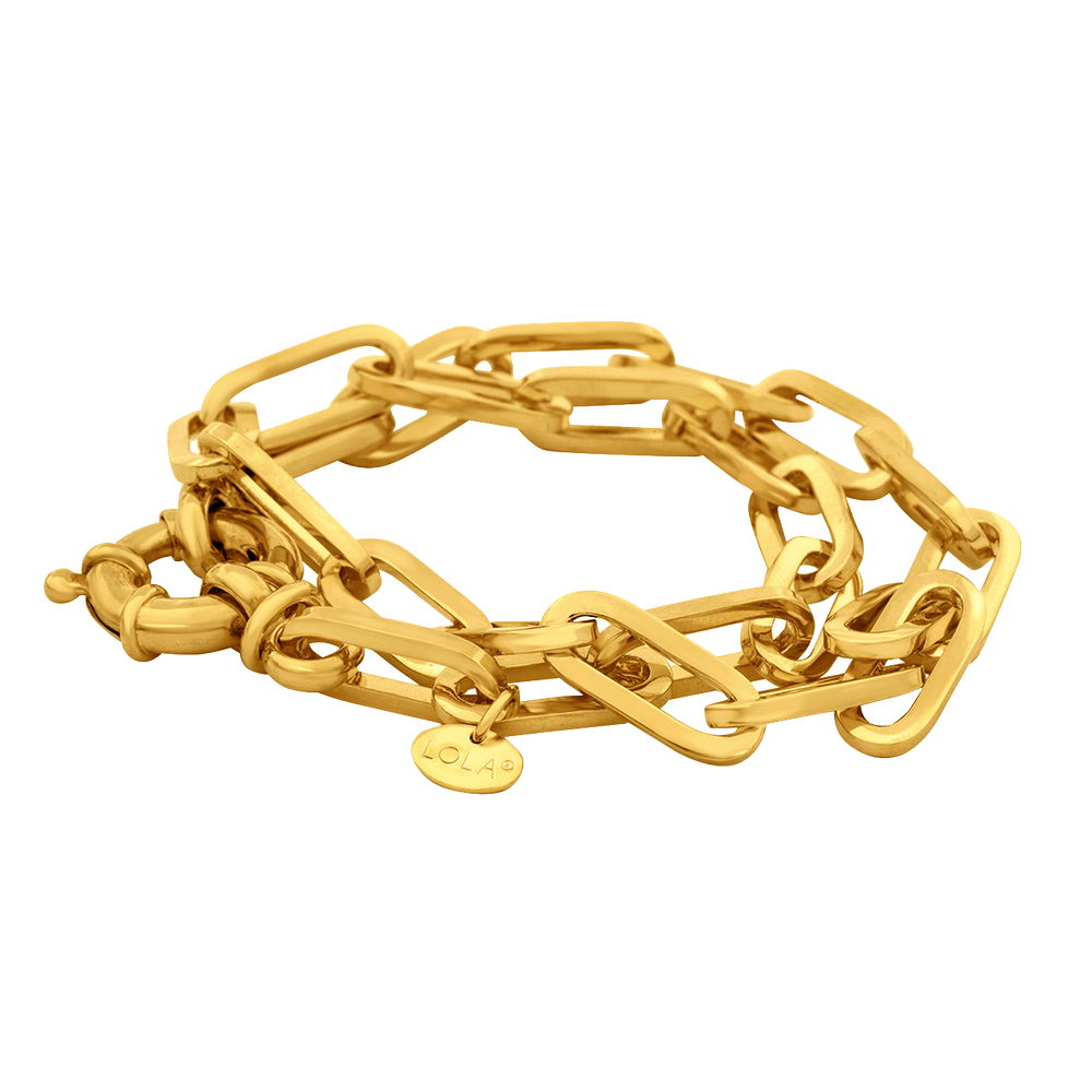 Oval Double Wrap Bracelet Gold — Lola & Company